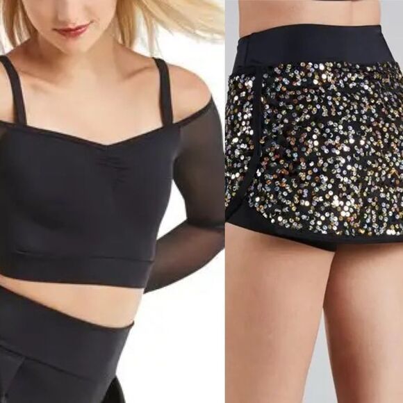 Weissman dance costume 2 piece black gold sequin skirt
Off shoulder MT11002 SA - Picture 1 of 15